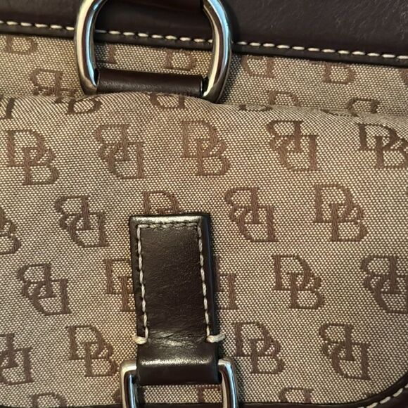 Dooney & Bourke Double Pocket Canvas Tote with Leather Trim- Tan/Brown - Picture 12 of 16